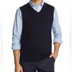 "346" Brooks Brothers V-Neck Merino Wool Navy Sweater Vest